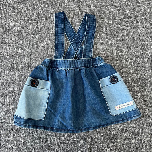 Girls 6-9 Month Blue Denim Pinafore Dress With Pockets