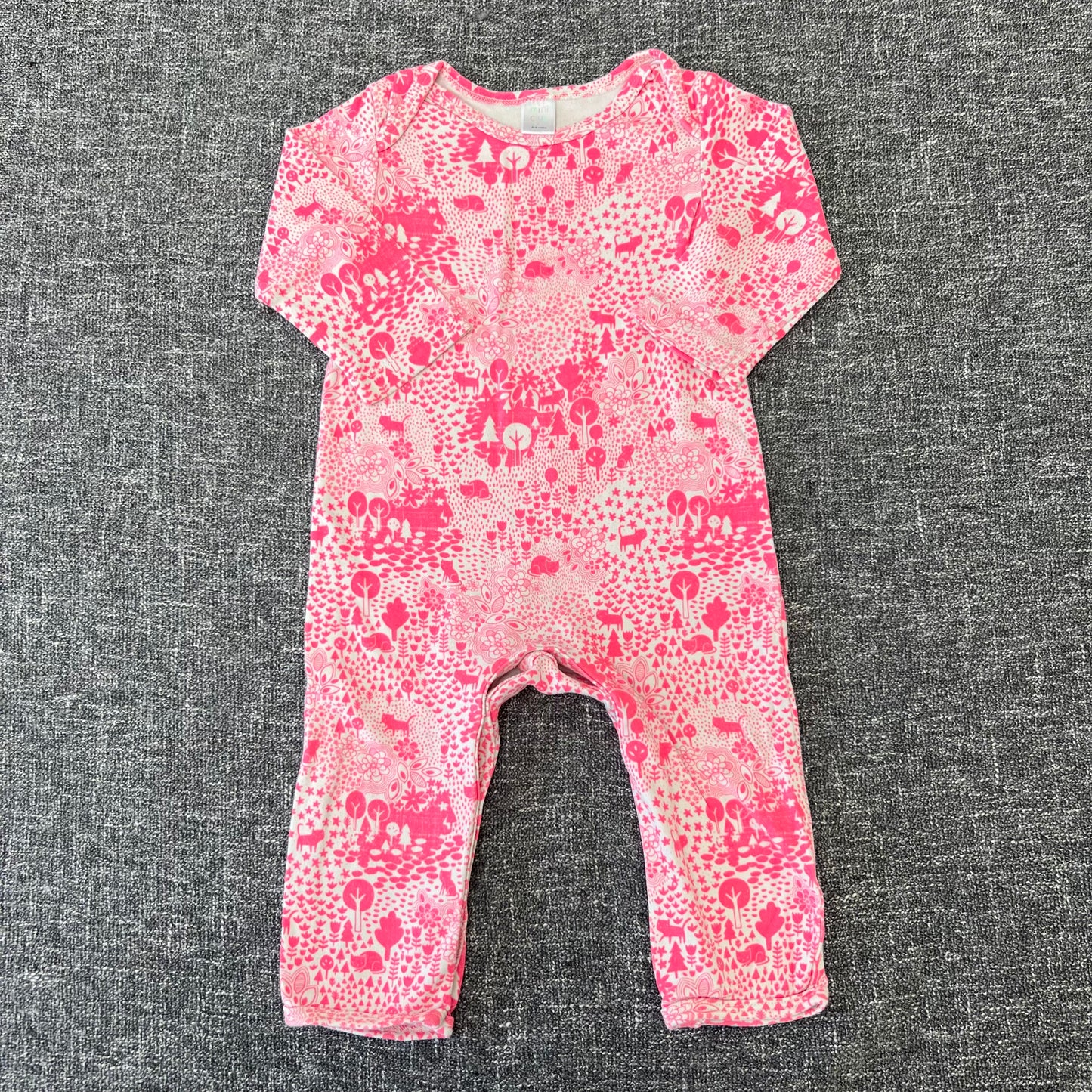 Girls 6-9 Month Pink & White Romper With Cat Print