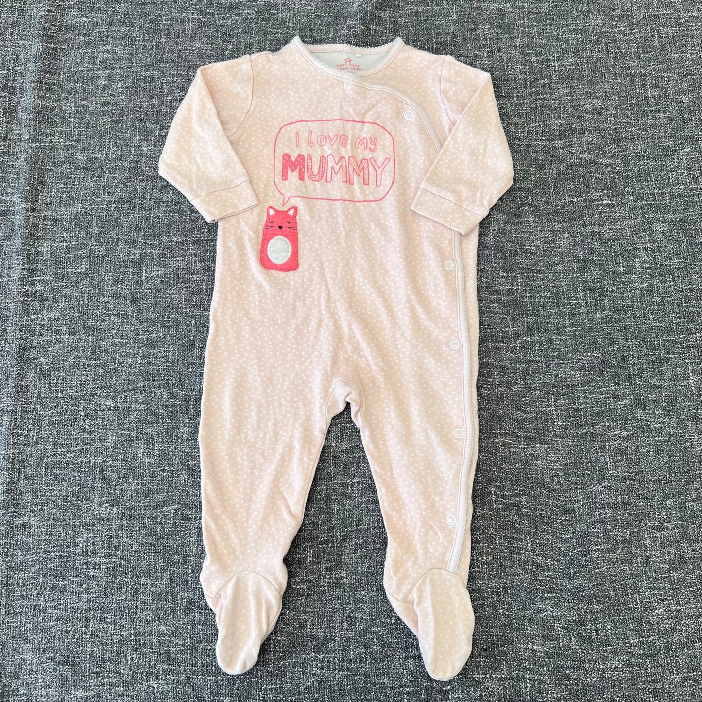 Girls 6-9 Month Pink & White "I Love My Mummy" Sleepsuit