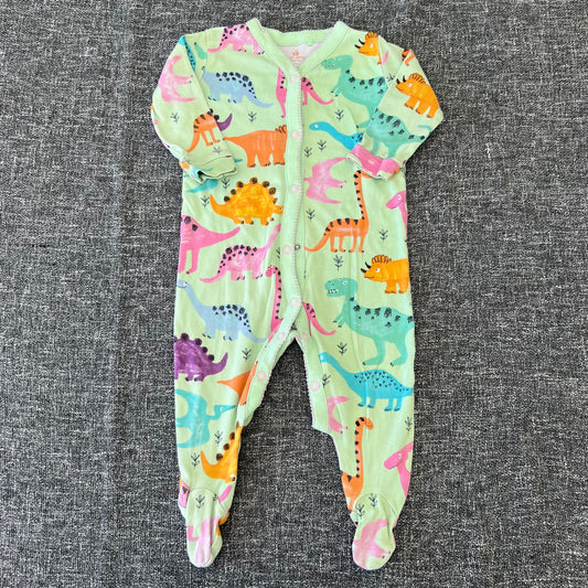 Girls 6-9 Month Green Dinosaur Print Sleepsuit