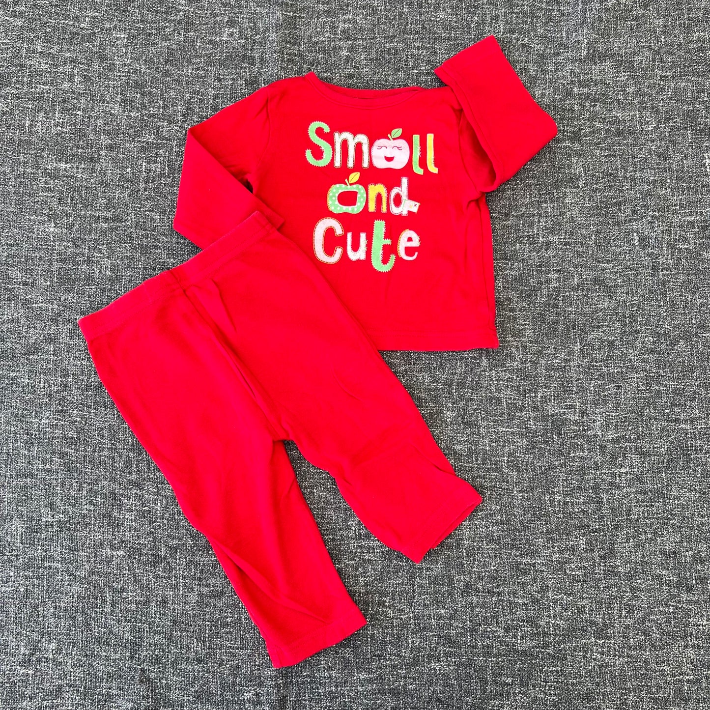 Girls 6-9 Month Red "Small And Cute" Pjs