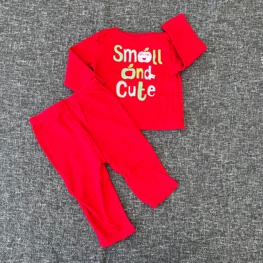 Girls 6-9 Month Red "Small And Cute" Pjs