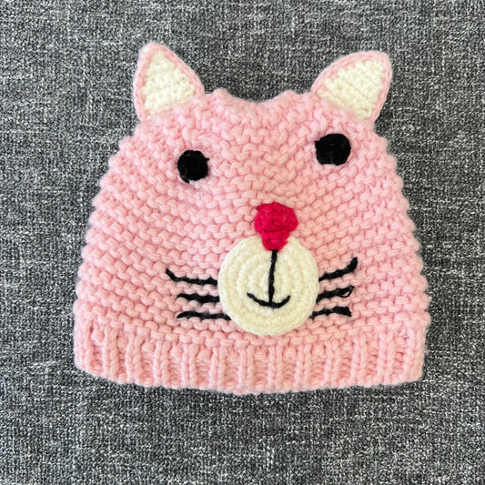 Girls 6-12 Month Pink Knitted Cat Hat