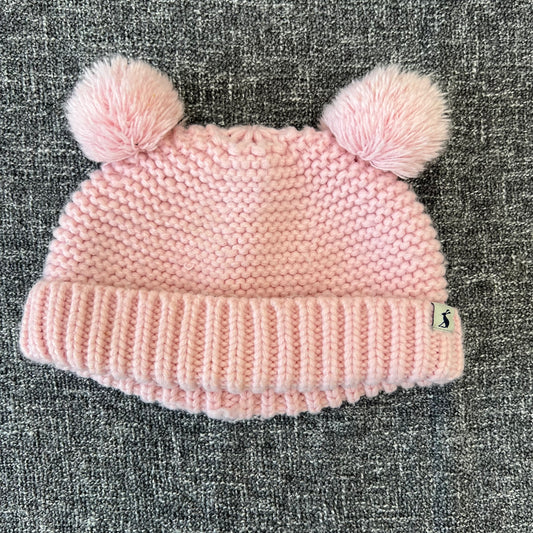 Girls 6-9 Month Pink Knitted Bobble Hat