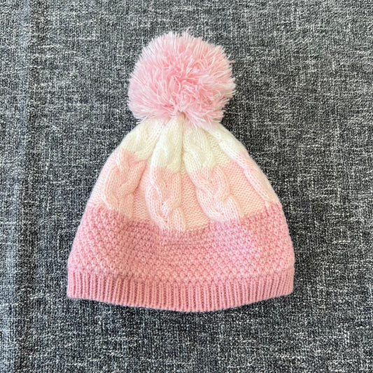 Girls 6-9 Month Pink Cabled Knit Bobble Hat