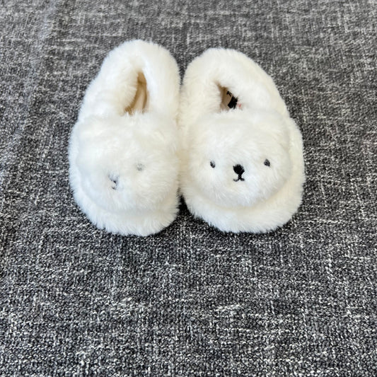 Girls 6-9 Month Fluffy White Bunny Slippers