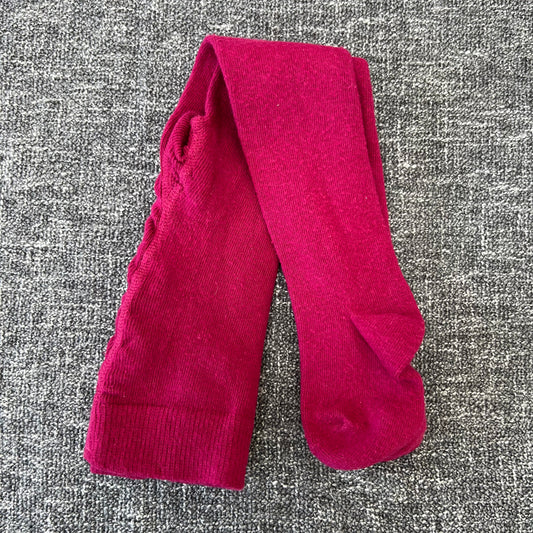 Girls 6-9 Month Plain Dark Pink Tights