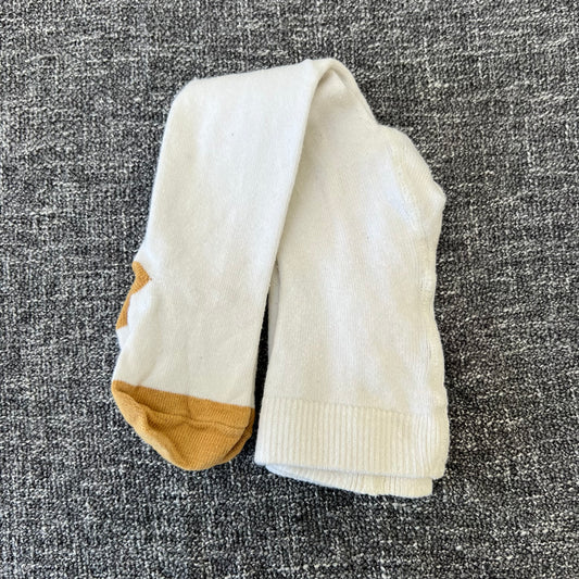 Girls 6-9 Month White & Mustard Tights