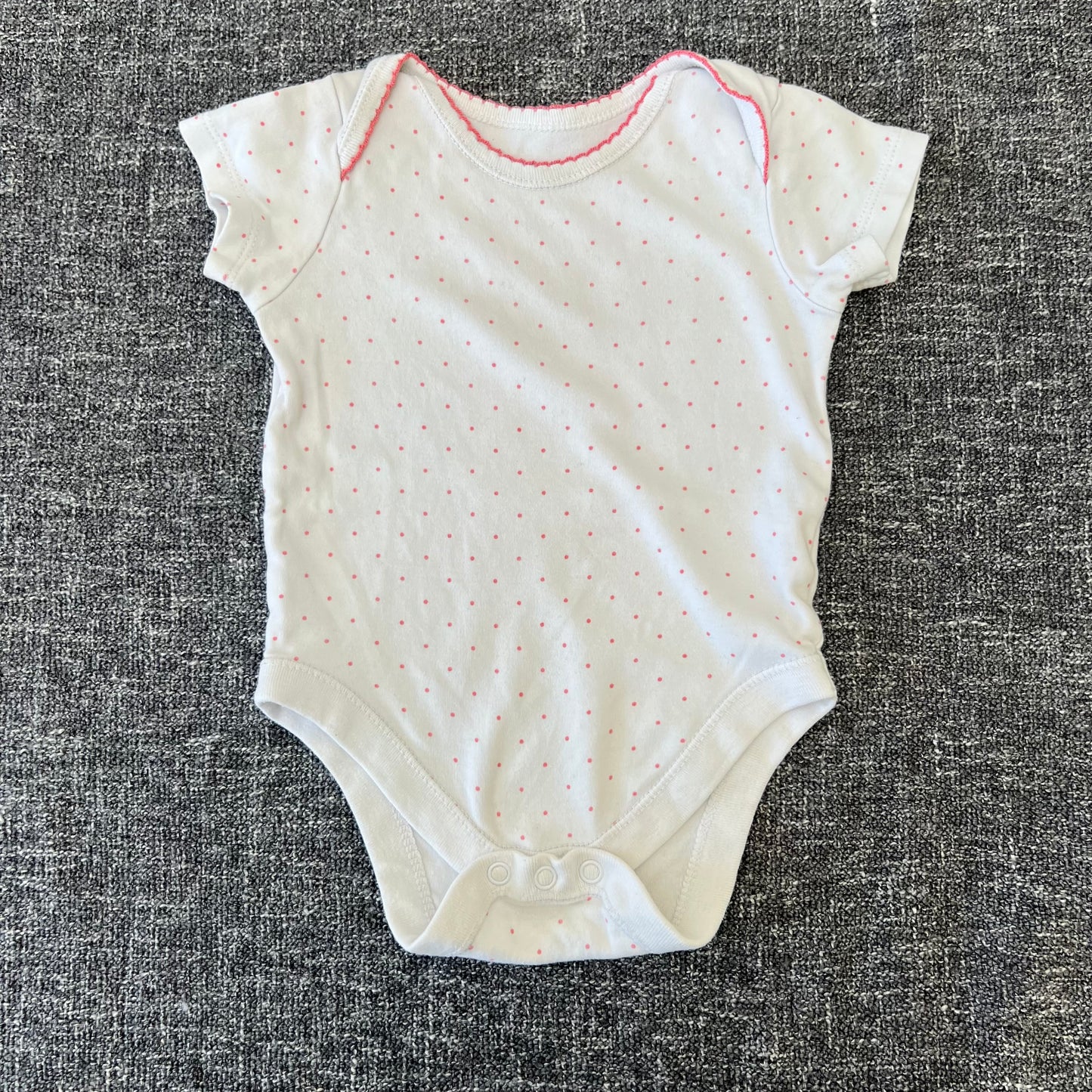 Girls 6-9 Month White With Pink Spots Short Sleeved Bodysuit