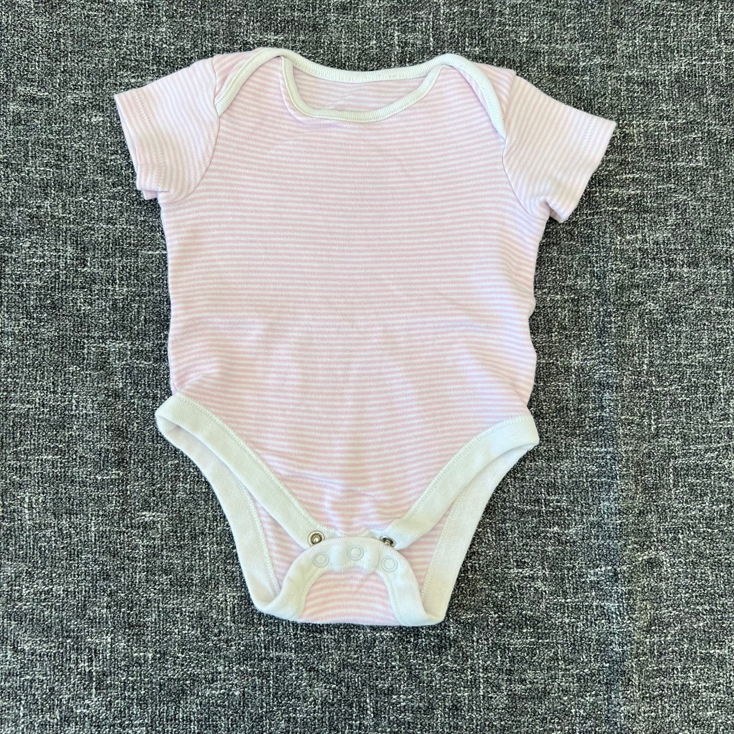 Girls 6-9 Month Pink & White Striped Short Sleeved Bodysuit