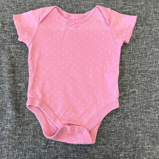 Girls 6-9 Month Pink With White Spots Short Sleeved Bodysuit