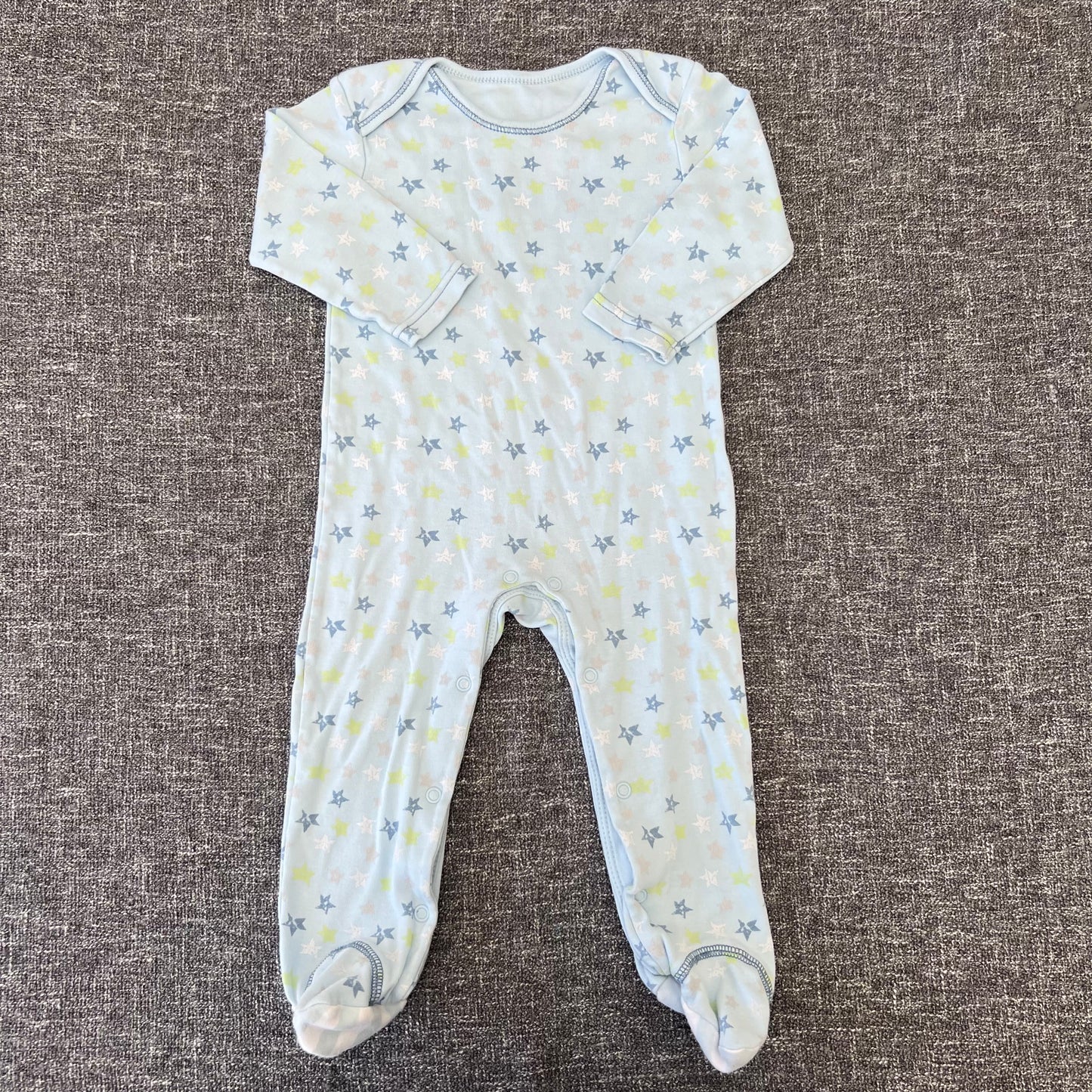 Boys 9-12 Month Light Blue Sleepsuit With A Star Print