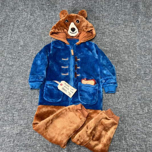 Boys 3-4 Year Blue & Brown "Paddington Bear" Soft Fluffy Onesie