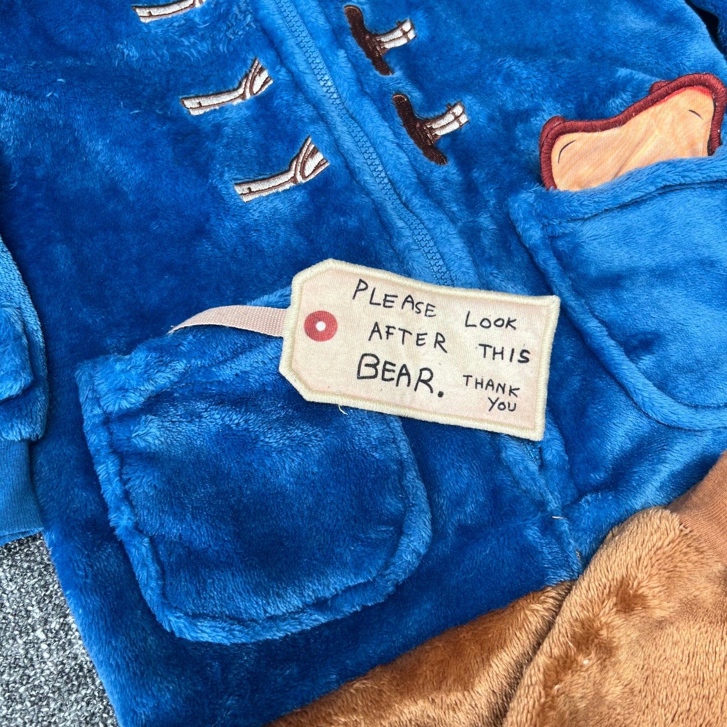 Boys 3-4 Year Blue & Brown "Paddington Bear" Soft Fluffy Onesie