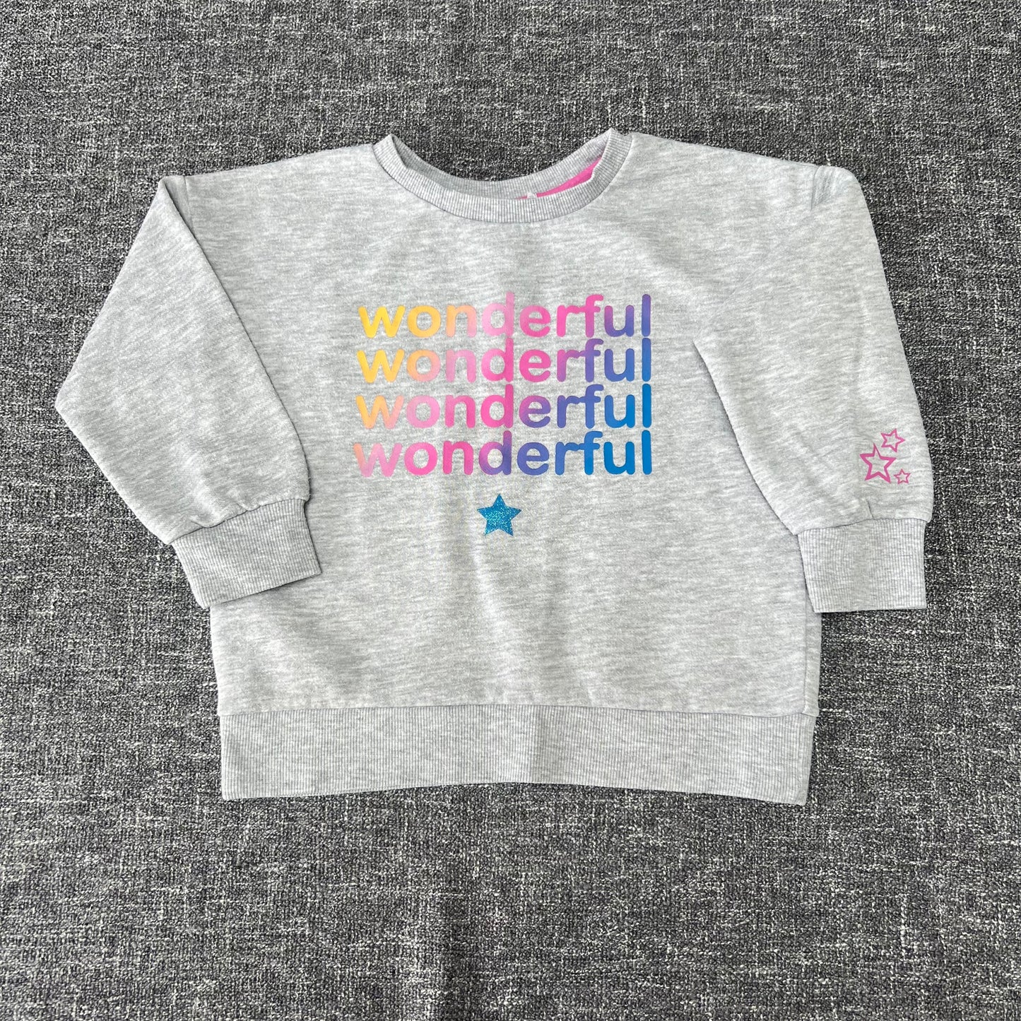 Girls 4-5 Year Grey "Wonderful" Sweatshirt Jumper