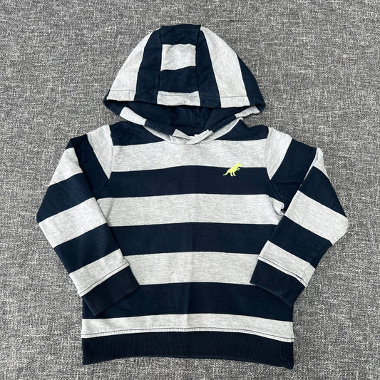 Boys 3-4 Year Grey & Blue Striped Hoodie