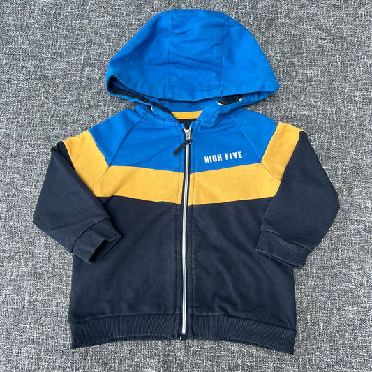 Boys 9-12 Month Blue & Yellow "High Five" Zip Up Hoodie (PIP)