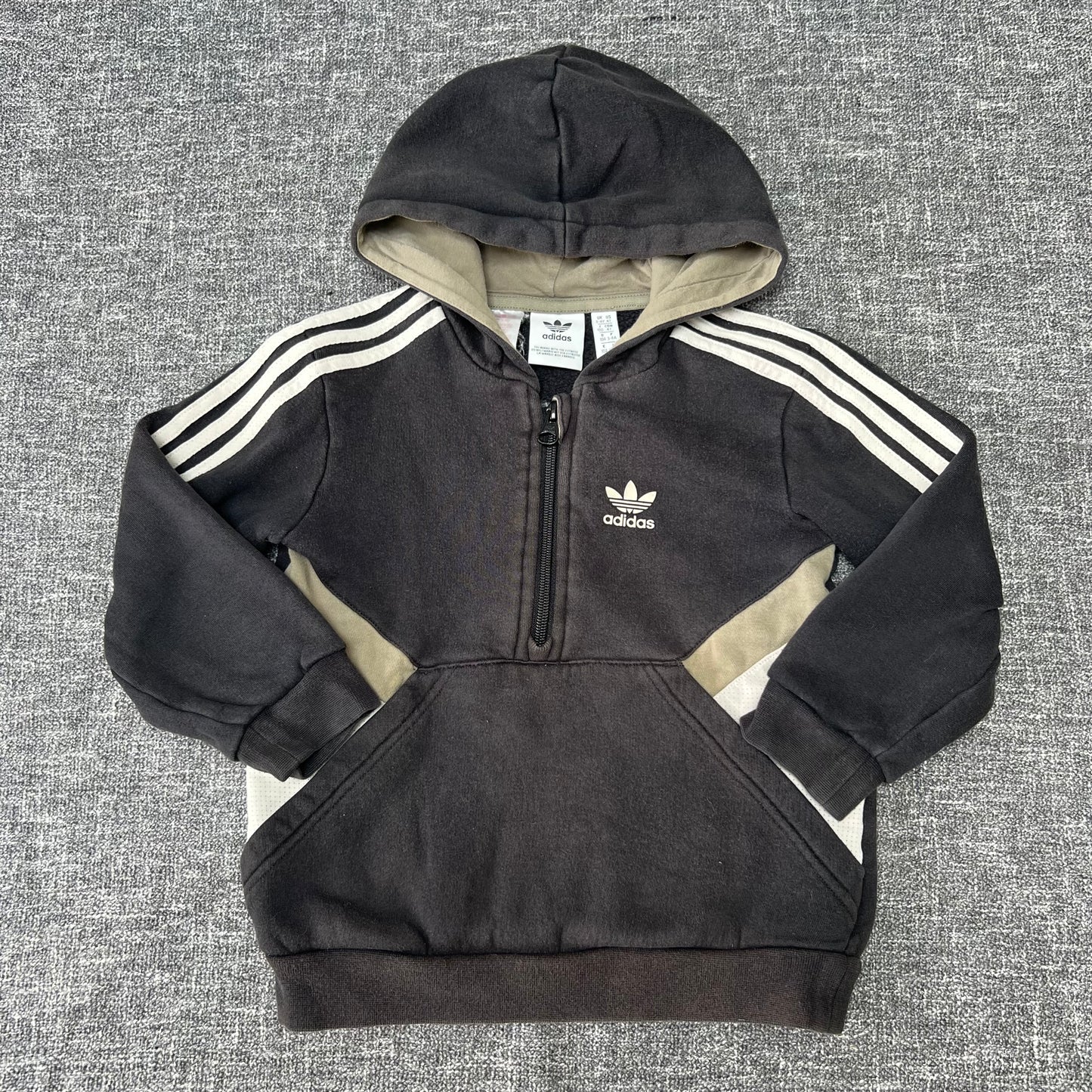 Boys 3-4 Year Black, Green & White "Adidas" Zip Front Hoodie