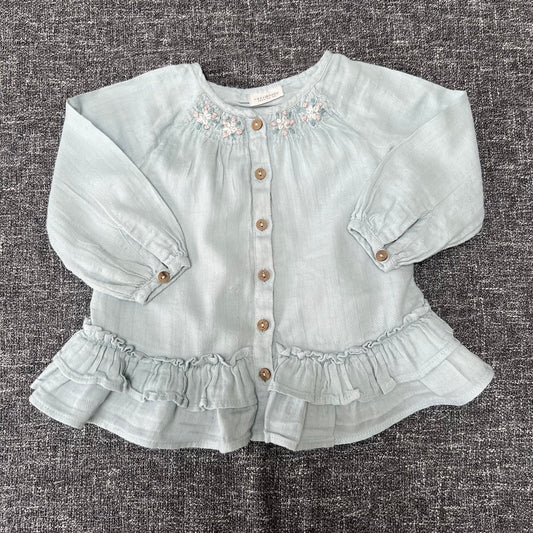 Girls 9-12 Month Pale Green Long Sleeved Top