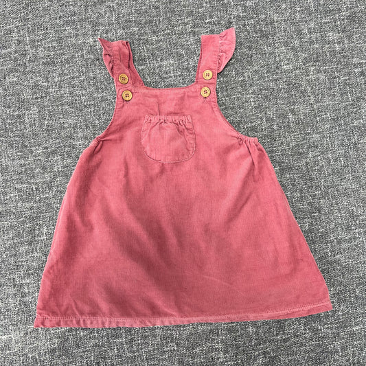 Girls 6-9 Month Dark Pink Cord Pinafore Dress