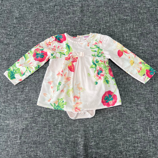 Girls 9-12 Month Pink Floral Patterned Long Sleeved Bodysuit