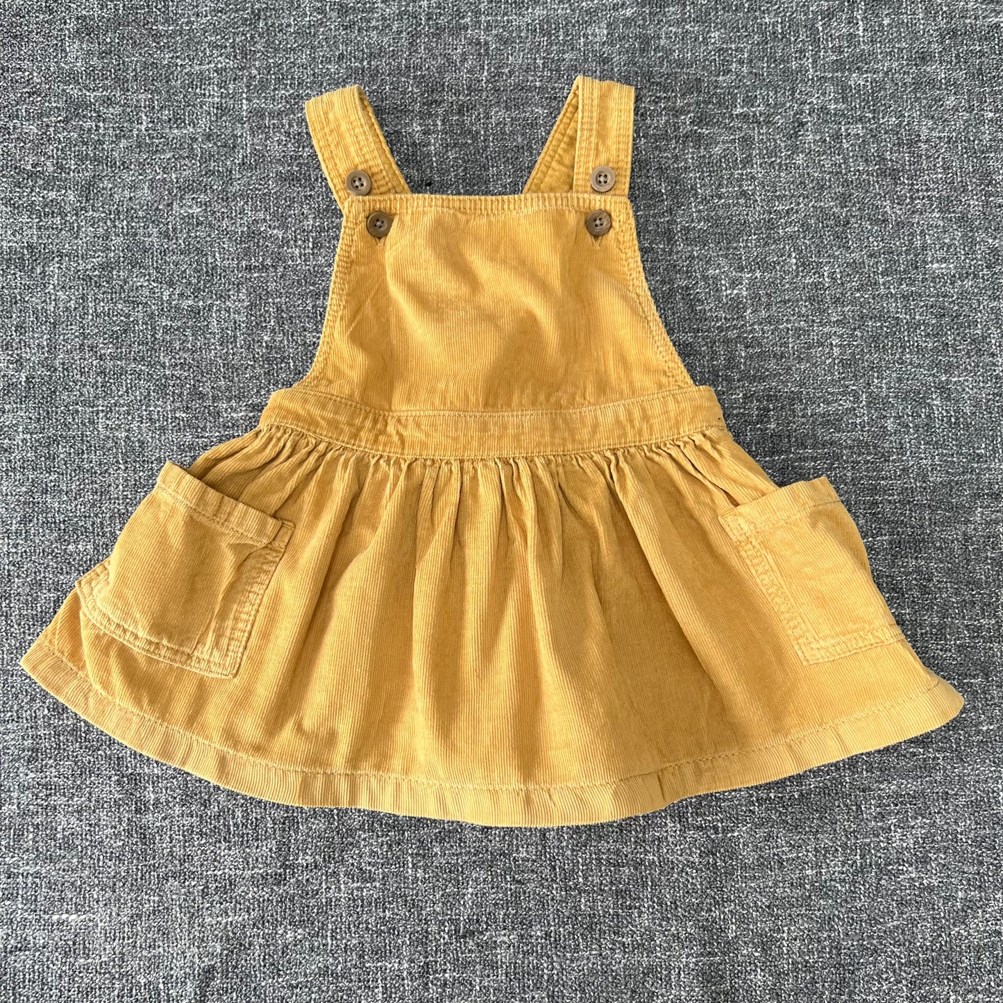 Girls 6-9 Month Yellow Cord Pinafore Dress