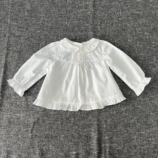 Girls 6-9 Month Plain White Long Sleeved Shirt