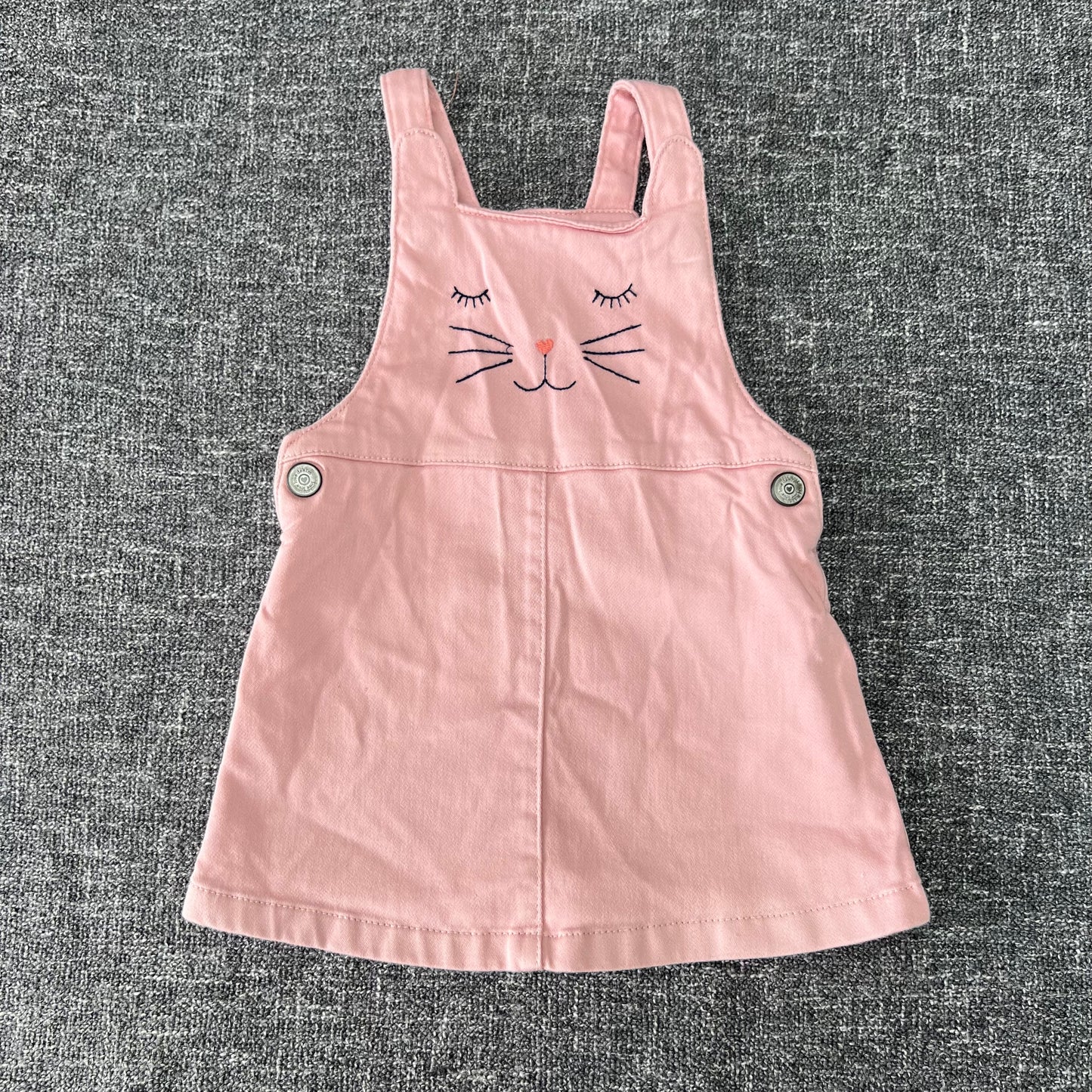 Girls 6-9 Month Pale Pink Cat Faced Pinafore Dress