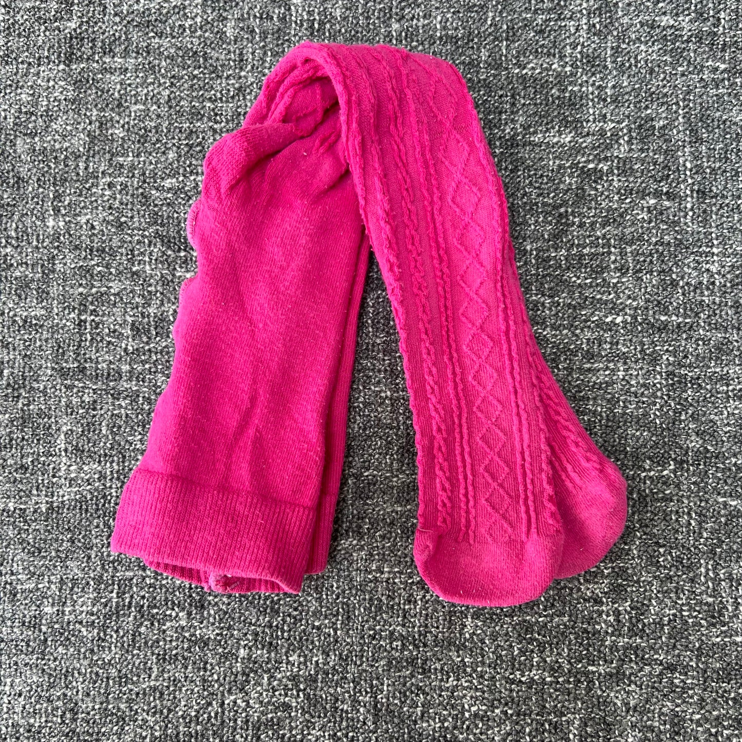 Girls 6-9 Month Bright Pink Ribbed Tights