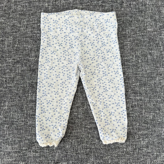 Girls 6-9 Month Grey Leggings With Blue Flower Print