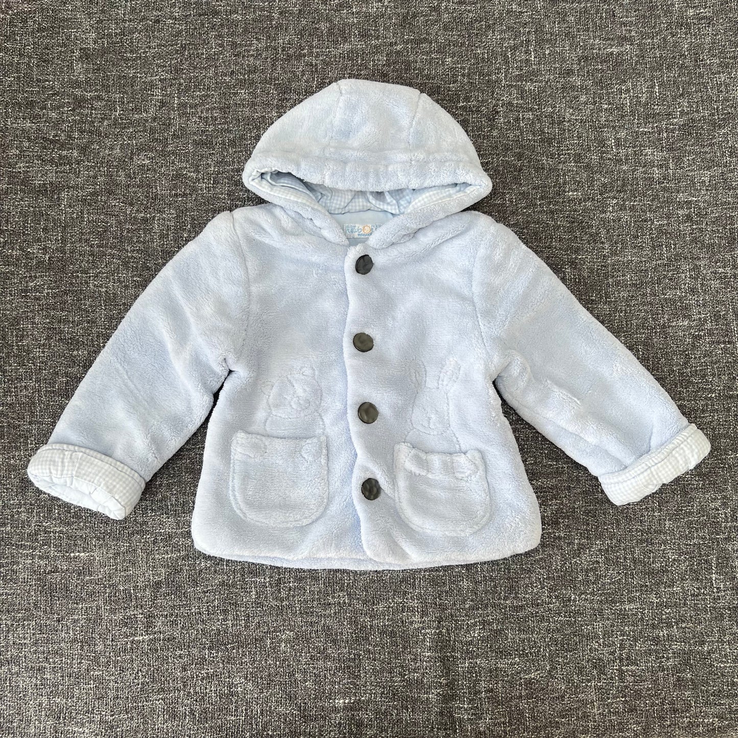 Boys 6-9 Month Blue Fluffy Winter Coat With Hood