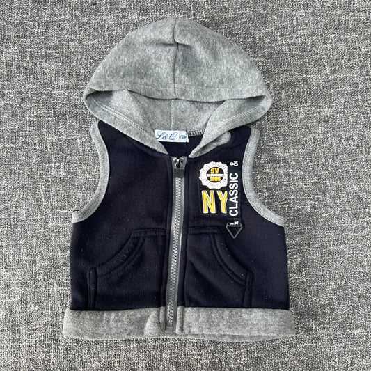 Boys 6-9 Month Blue & Grey Hooded Gilet