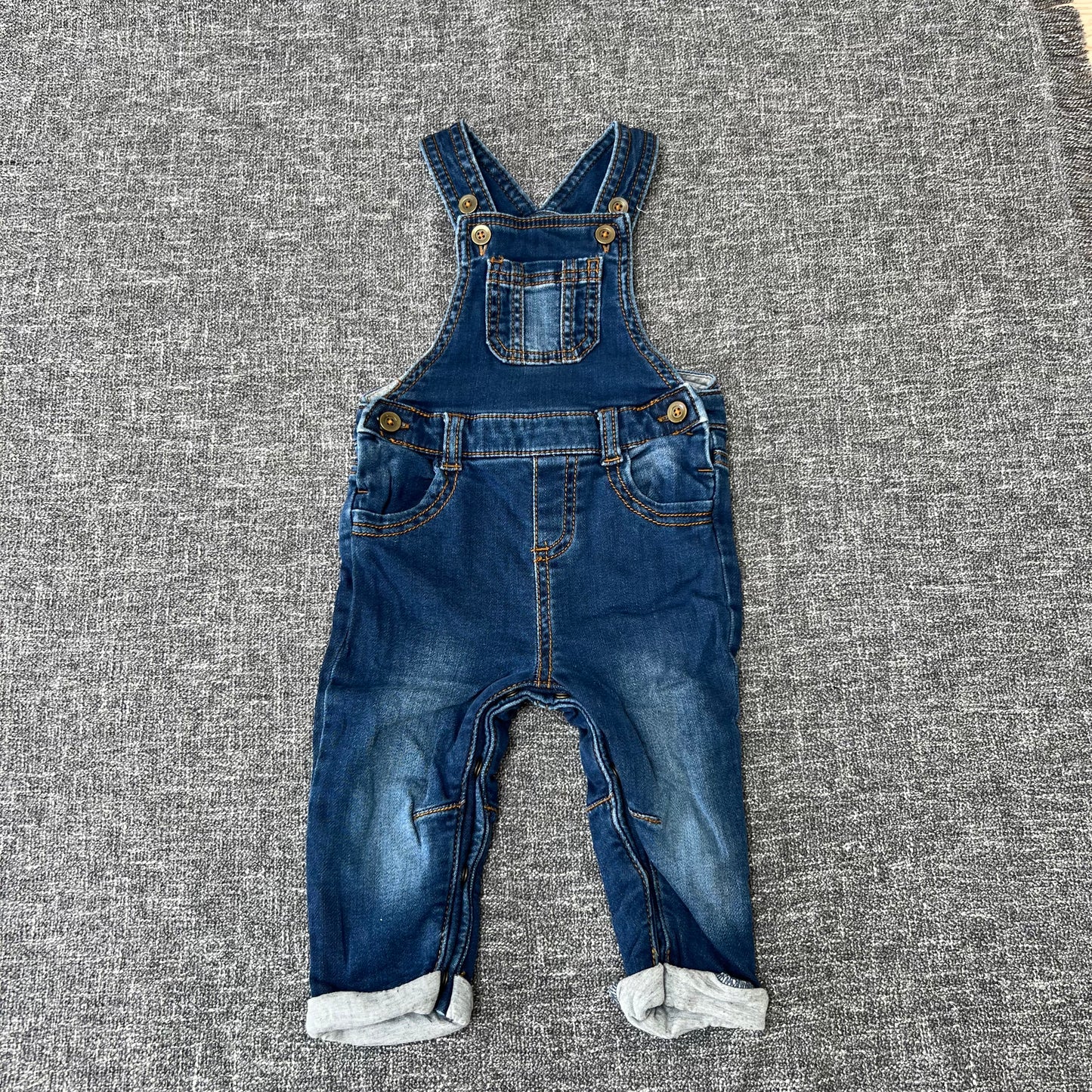 Boys 6-9 Month Plain Dark Blue Dungarees Fully Lined