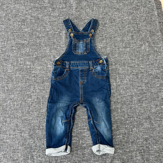 Boys 6-9 Month Plain Dark Blue Dungarees Fully Lined