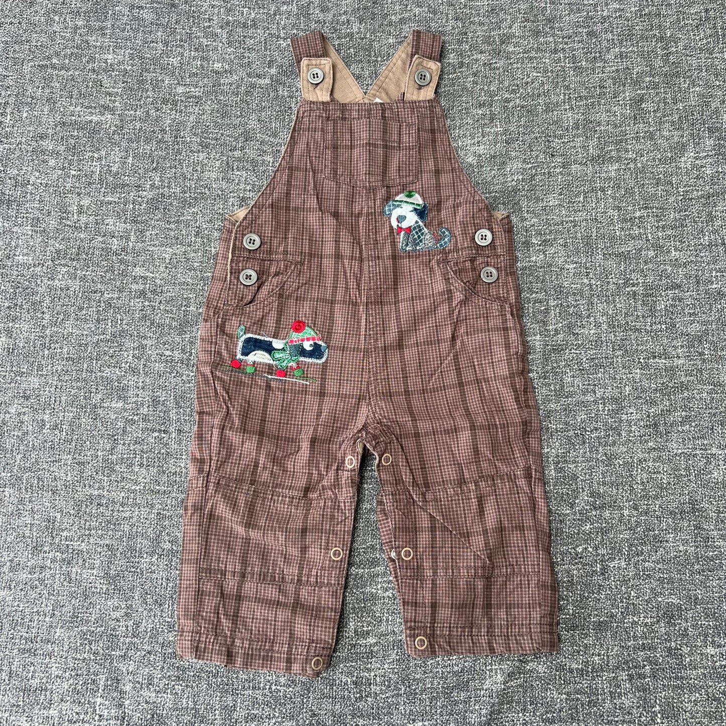 Boys 6-9 Month Brown Check Dungarees Fully Lined