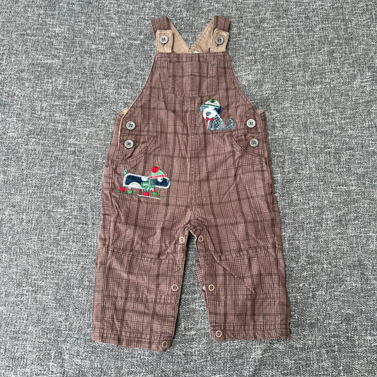 Boys 6-9 Month Brown Check Dungarees Fully Lined