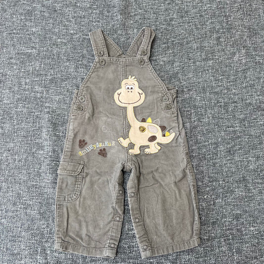 Boys 6-9 Month Brown Cord "Smileasaurus" Dungarees