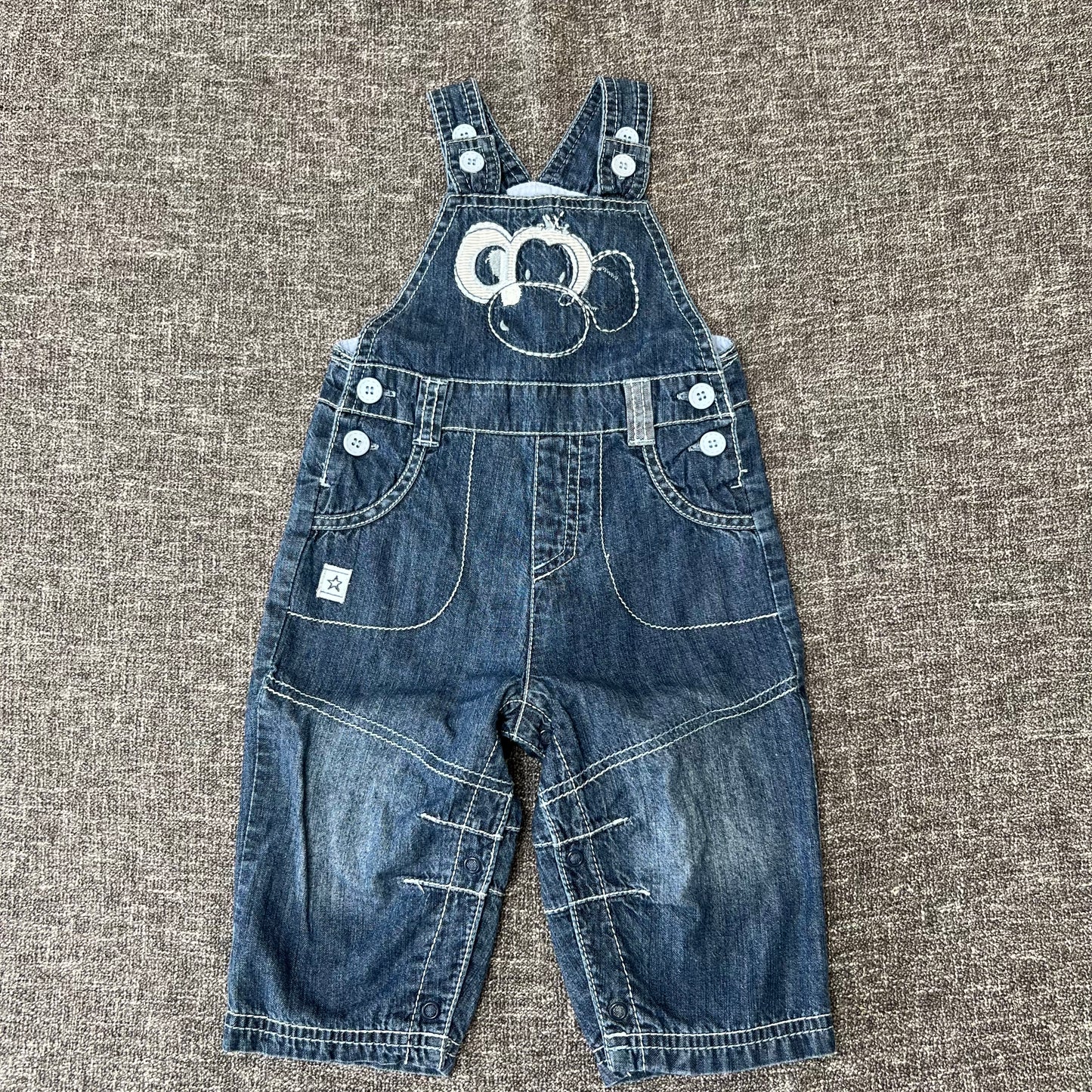 Boys 6-9 Month Blue Denim Fully Lined Monkey Dungarees