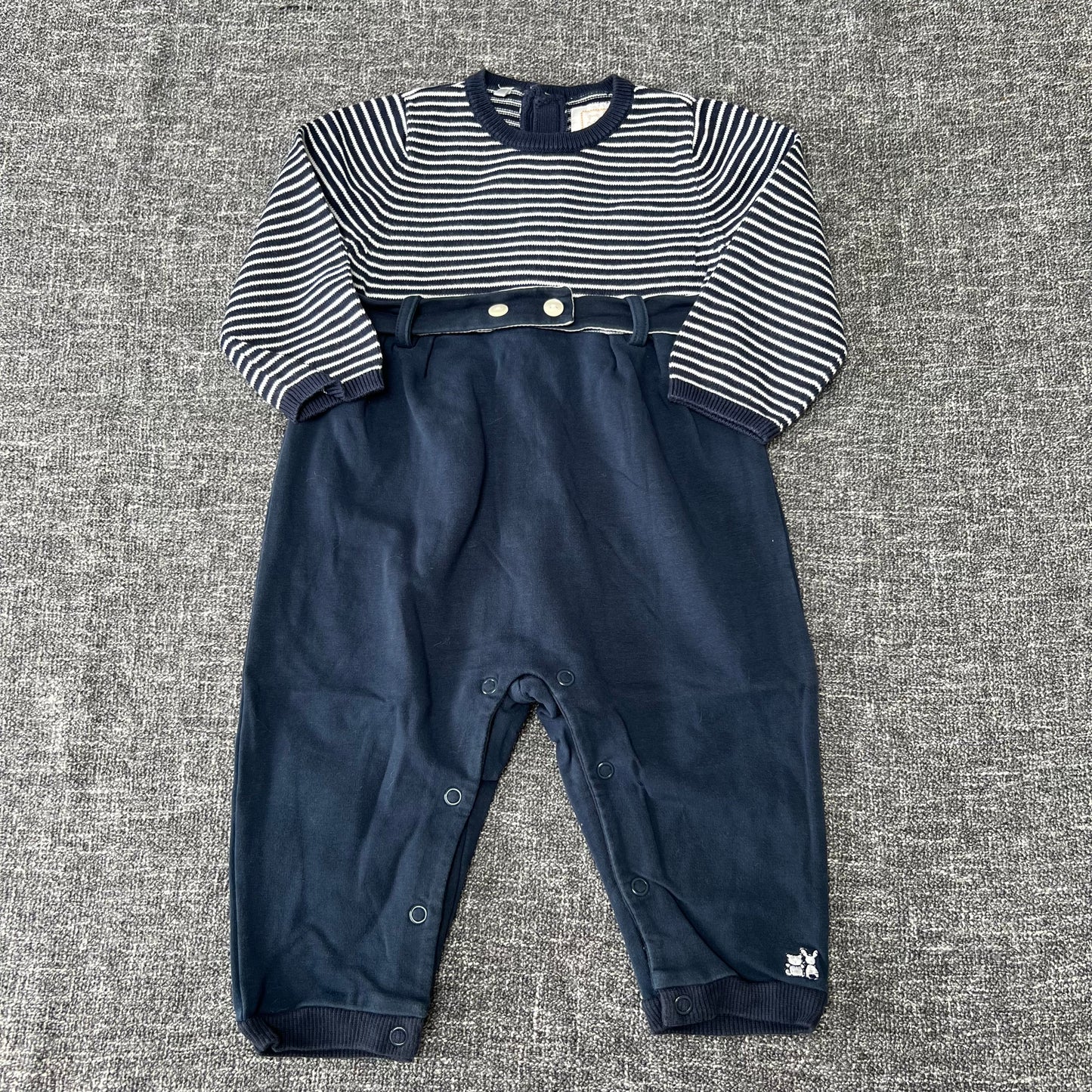 Boys 6-9 Month Blue & White Striped Romper