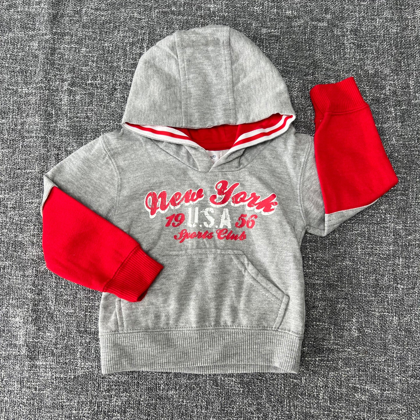 Boys 6-9 Month Red & Grey "New York" Hoodie