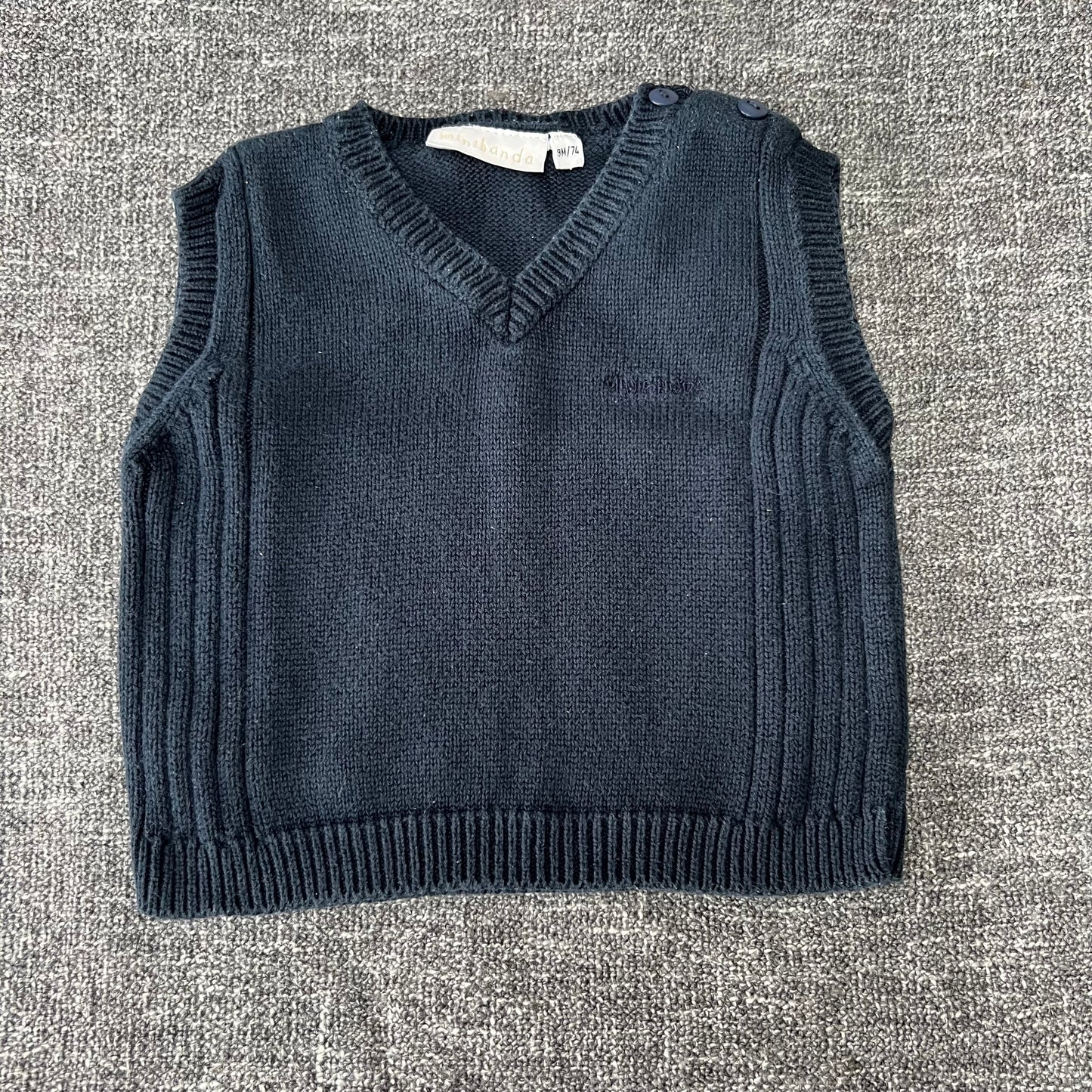 Boys 6-9 Month Navy Blue Knitted Cotton Tank Top