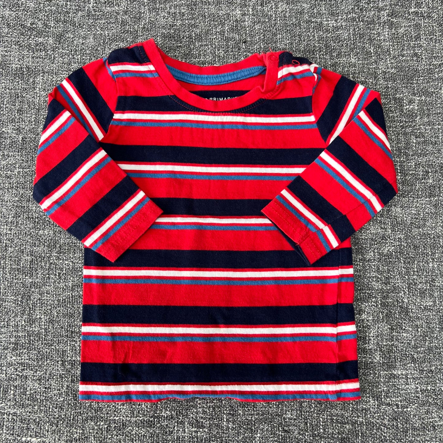 Boys 6-9 Month Red & Blue Striped Long Sleeved Top