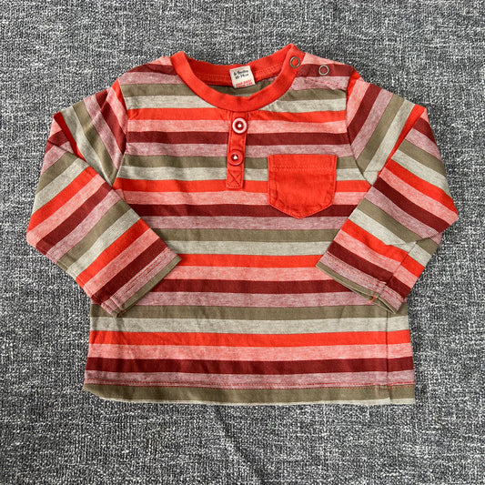 Boys 6-9 Month Brown & Green striped Long Sleeved Top