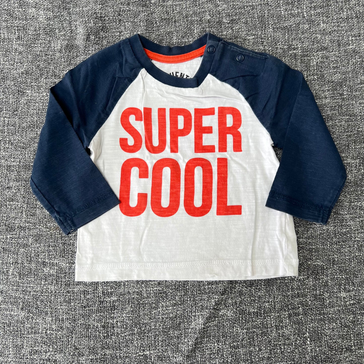 Boys 6-9 Month Blue & White "Super Cool" Long Sleeved Top