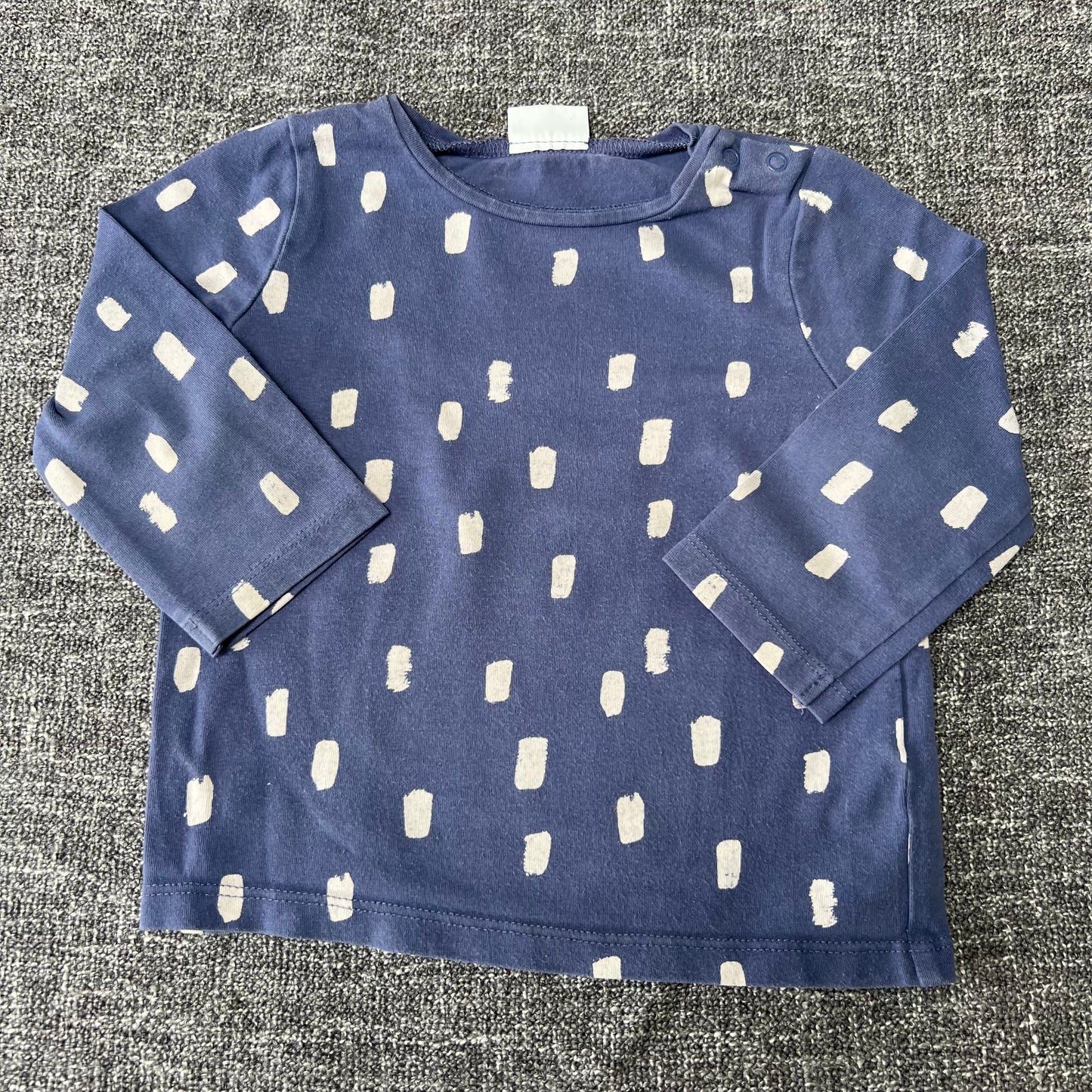 Boys 6-9 Month Blue Long Sleeved Top With Beige Spots