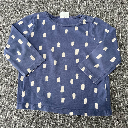 Boys 6-9 Month Blue Long Sleeved Top With Beige Spots