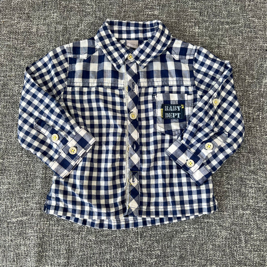 Boys 6-9 Month Blue & White Checked Long Sleeved Shirt