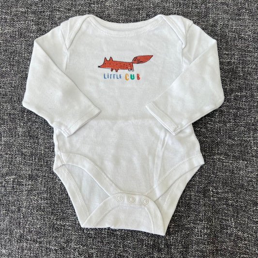 Boys 6-9 Month White "Little Cub" Long Sleeved Bodysuit