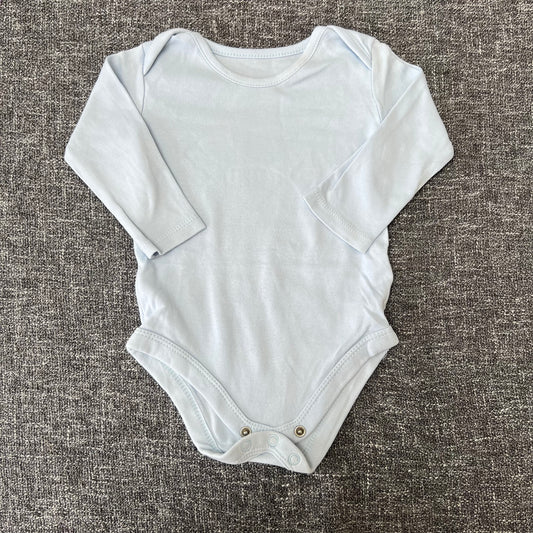 Boys 6-9 Month Plain Pale Blue Long Sleeved Bodysuit