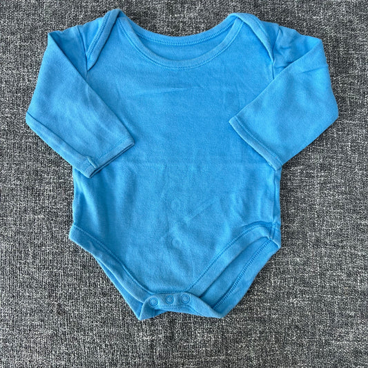 Boys 6-9 Month Plain Blue lOng Sleeved Bodysuit